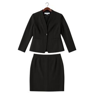 Antonio Melani Black Skirt Suit set Blazer Jacket Pencil Skirt, Career size 8